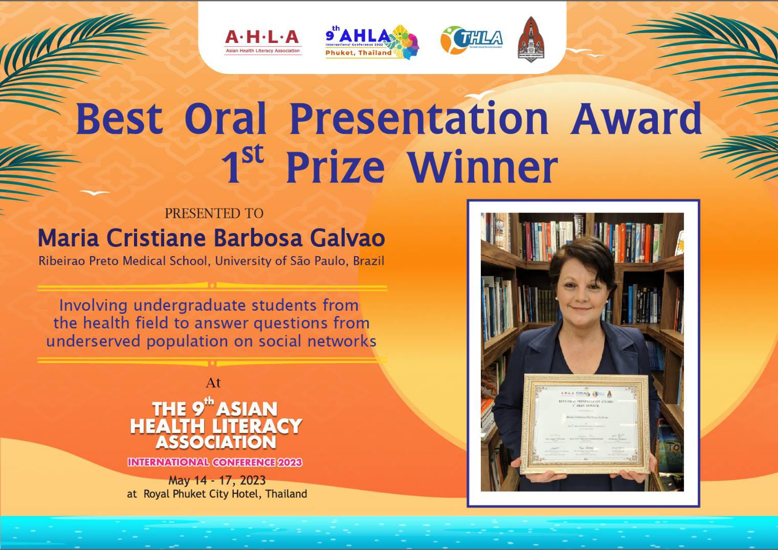 Best Oral and Poster Presentation Award the 9th AHLA International
